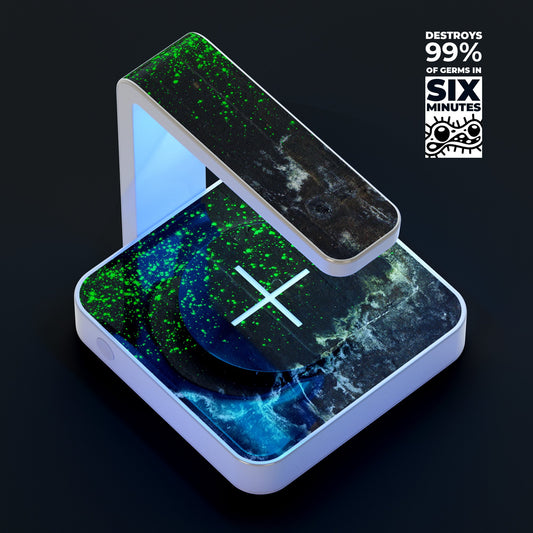 Grungy Green and Black Wood Surface UV Germicidal Sanitizing