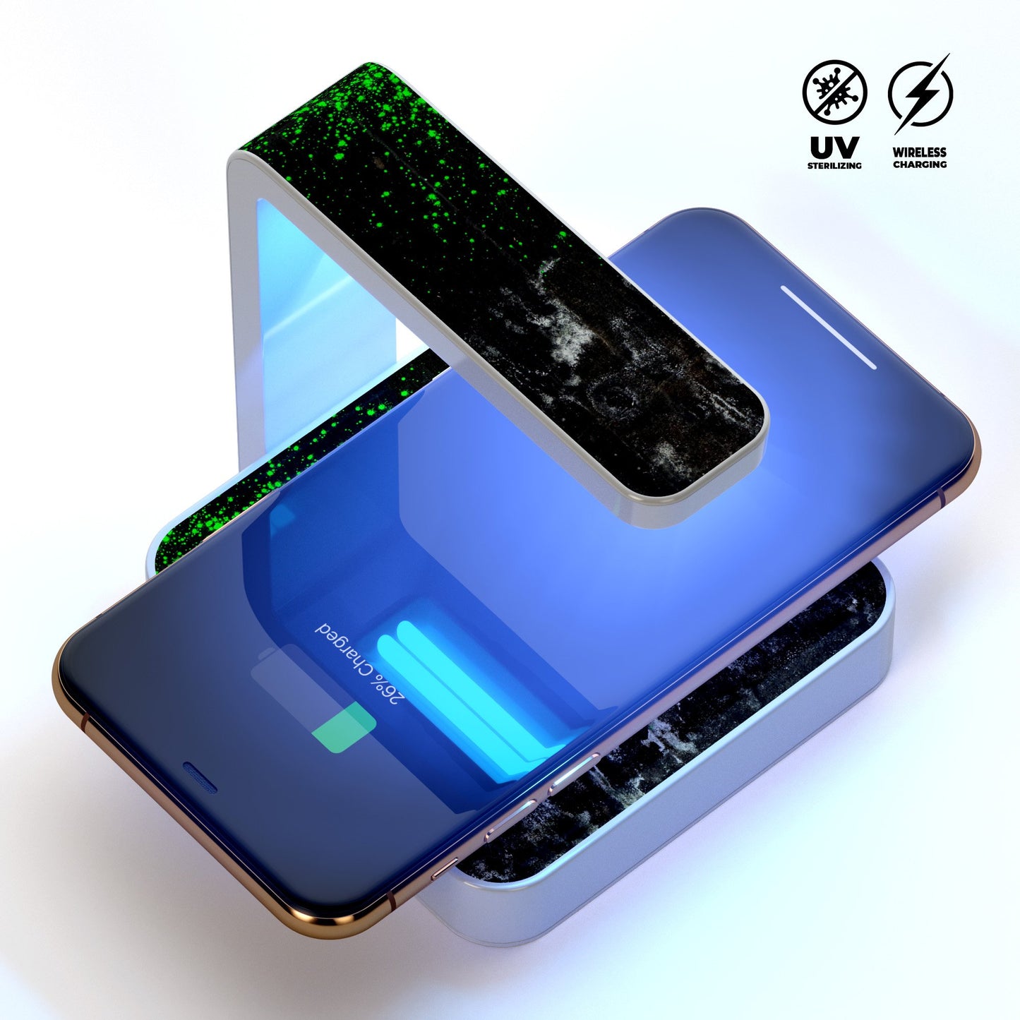 Grungy Green and Black Wood Surface UV Germicidal Sanitizing