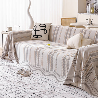 Modern Geometric Cooling Sofa Blanket, Soft & Breathable Striped Couch Throw Cover