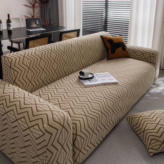 Modern Geometric Jacquard Sofa Slipcover, High Stretch 1-Piece Textured Couch Cover