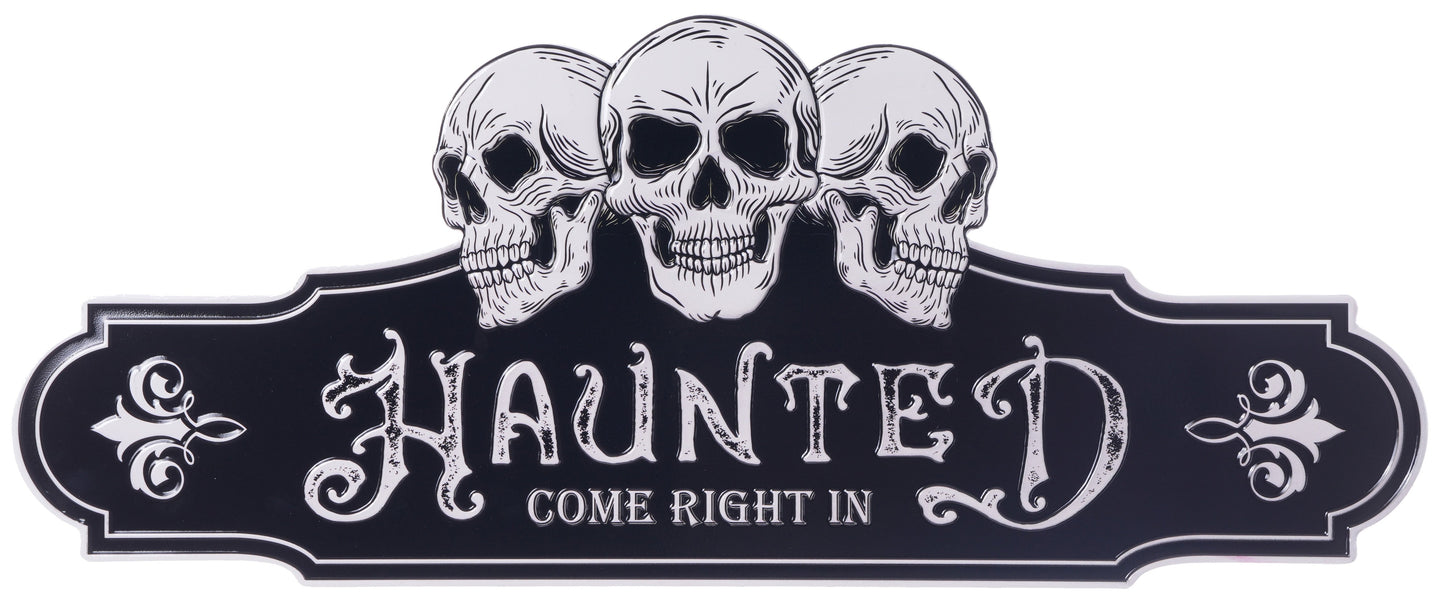 27" Enamel Haunted Come Right In - Wall Decor