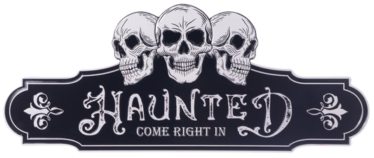 27" Enamel Haunted Come Right In - Wall Decor