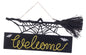 20" Light Up - WELCOME Broom Spiderweb - Wall Decor