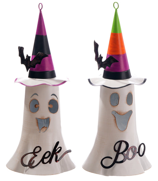 20" - SET OF 2 METAL GHOSTS - EEK - BOO