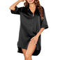 Women's Sleep Tops Sleepwear Solid Color Sleeping Shirt Half Sleeve Loose Nightshirt for Home Wear