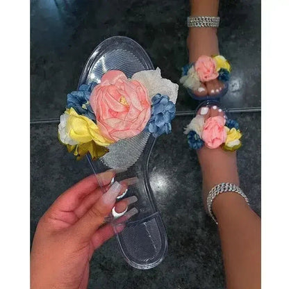 2025 Flower Beach Transparent Slippers - Summer Slides | Femstylo