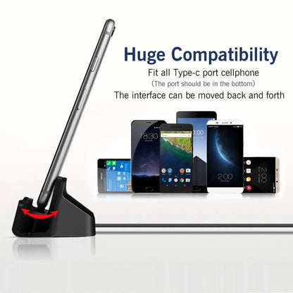 Docking Station Charger For iPhone 11 11Pro Android Type C Desktop Charging Port Sync Cradle Dock Stand Holder Micro USB-C Phone