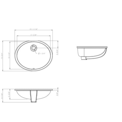 17-3/8" L x 14-1/4" W Parchment Oval Undermount Porcelain Bathroom Sink With Overflow