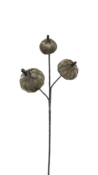 13"L FABRIC/STYRO PUMPKIN PICK METALLIC SILVER/BLACK