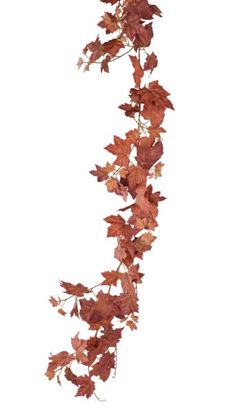 66"L FABRIC MAPLE LEAF GARLAND TT RUST