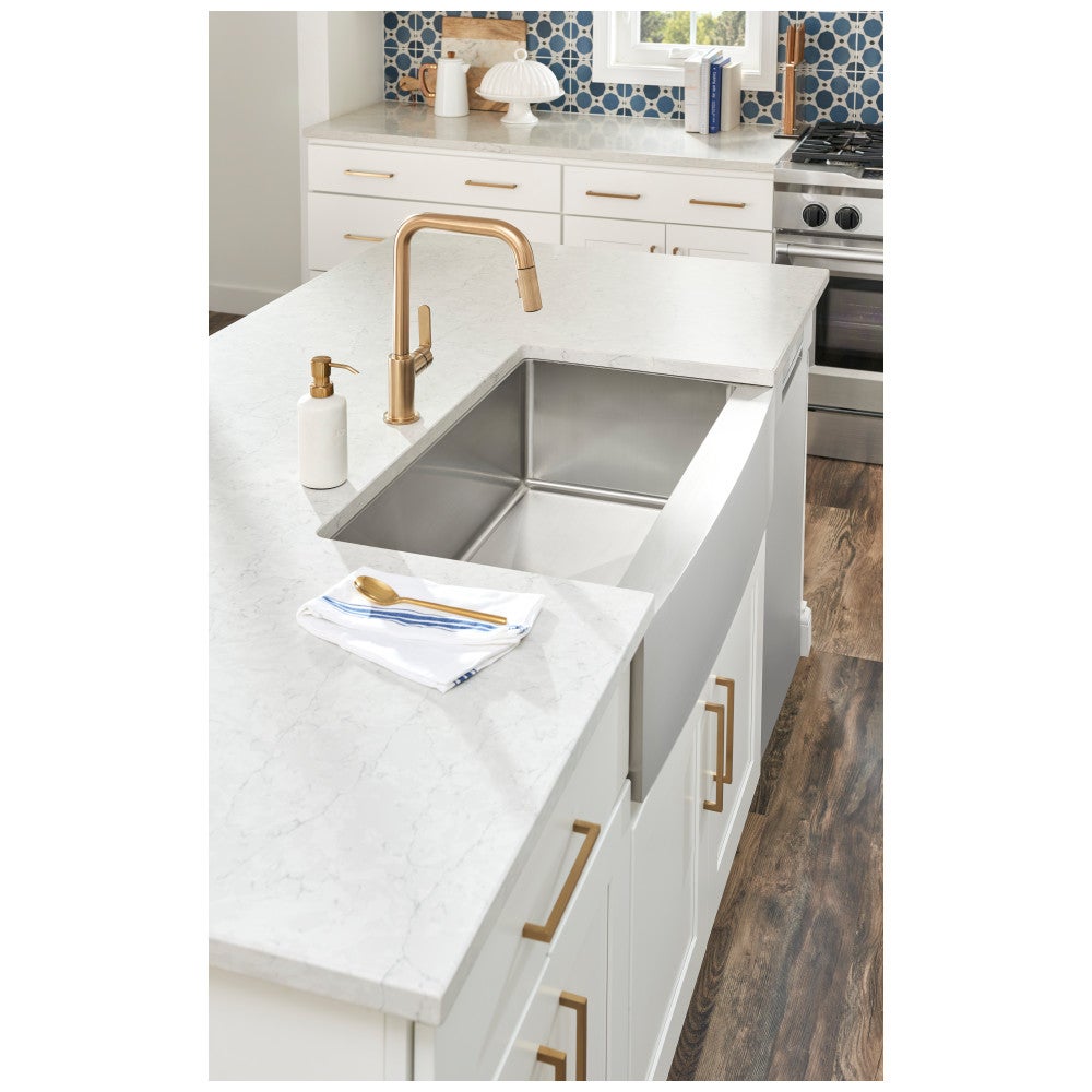 35-7/8" L x 20-3/4" W x 10" D Apron-front/Farmhouse 16 Gauge Stainless Steel Single Bowl Sink
