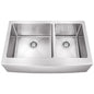 35-7/8" L x 20-3/4" W x 10" D Apron-front/Farmhouse Front 16 Gauge Stainless Steel 60/40 Double Bowl Sink