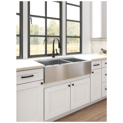 35-7/8" L x 20-3/4" W x 10" D Apron-front/Farmhouse Front 16 Gauge Stainless Steel 60/40 Double Bowl Sink