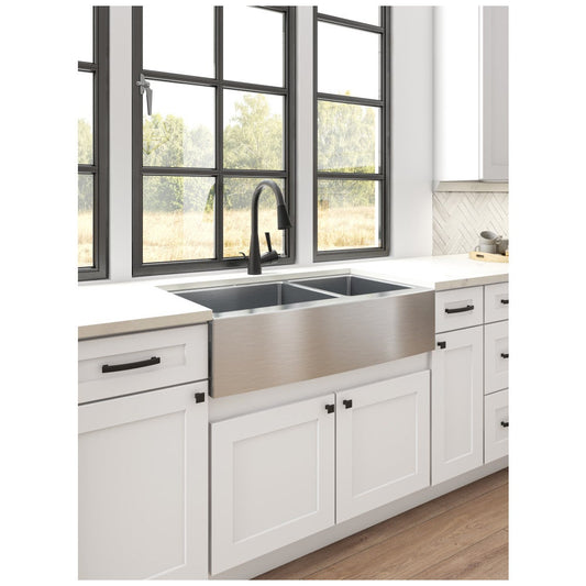 35-7/8" L x 20-3/4" W x 10" D Apron-front/Farmhouse Front 16 Gauge Stainless Steel 60/40 Double Bowl Sink