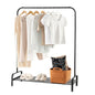 Heavy Duty Metal Garment Rack Clothes Hanging Rod with Bottom Storage Shelf