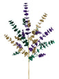 34"L GLITTER EUCALYPTUS SPRAY MARDI GRAS