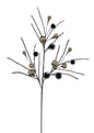 27"L BALL/TINSEL STEM/THISTLE SPRAY METALLIC SILVER/BLACK