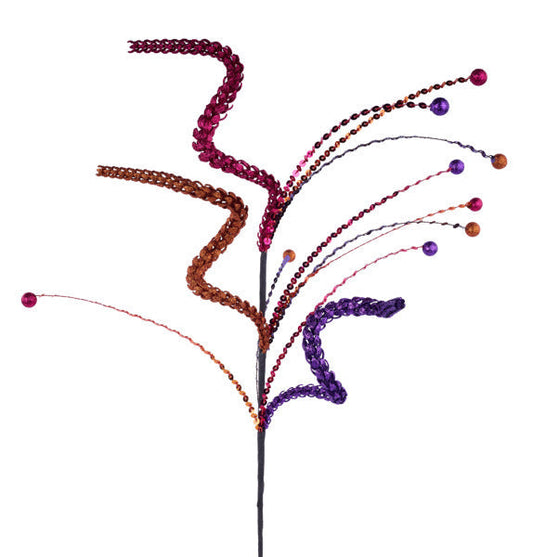 28"L GLITTER SWIRL/BALL SPRAY HOT PINK/ORANGE/PURPLE