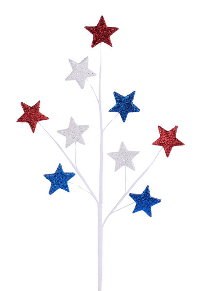 23"L GLITTER STAR SPRAY RED/WHITE/BLUE