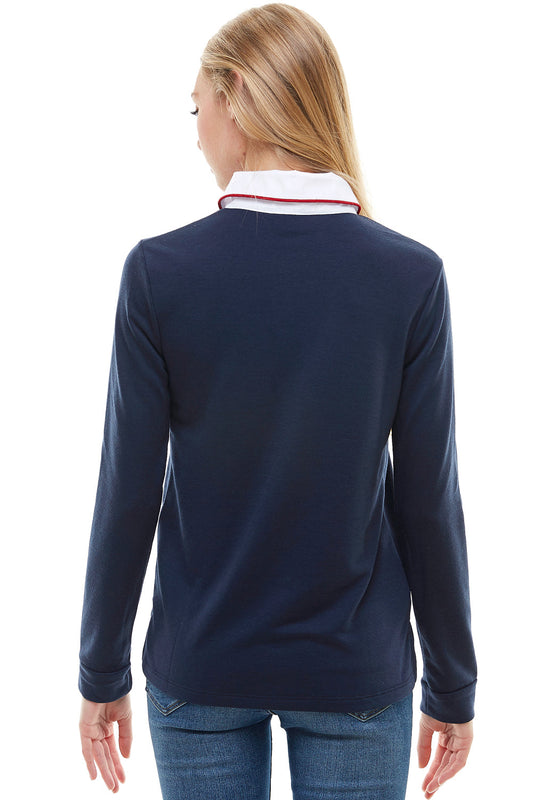 Women's Long Sleeve Polo Shirt with Contrast Collar | Apparel | Kitchen + Metal