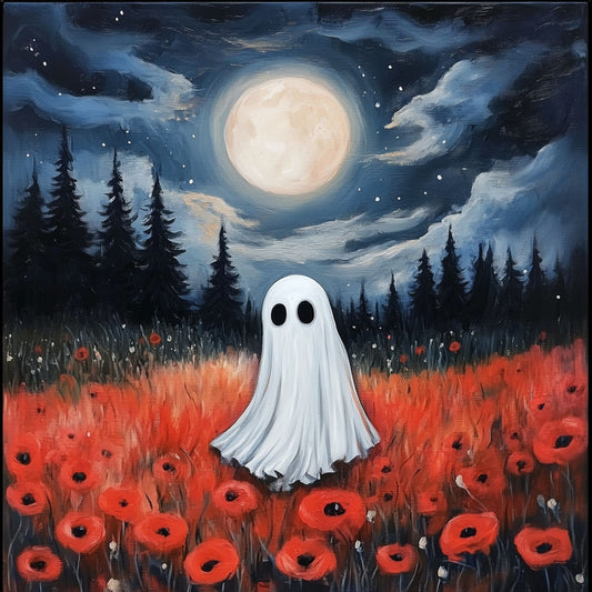 18x18 Poppy Ghost - BOXWOOD FRAME