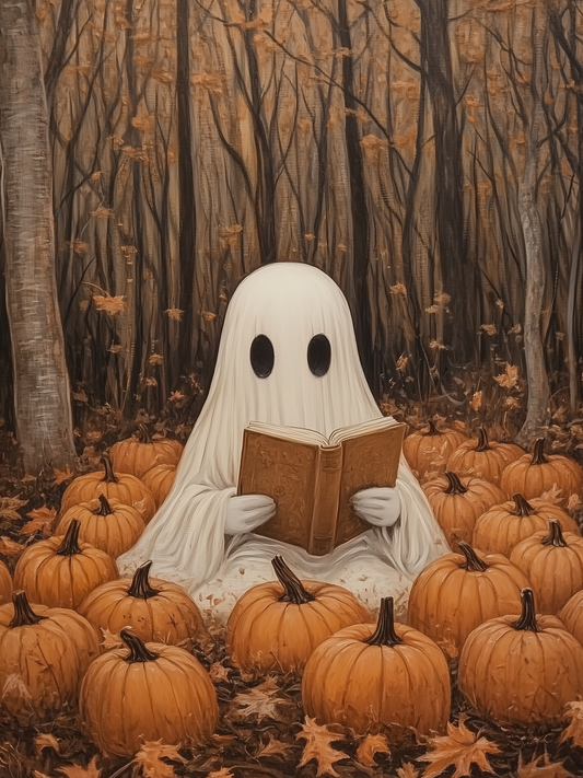 18x24 FALL READING GHOST - BOXWOOD FRAME
