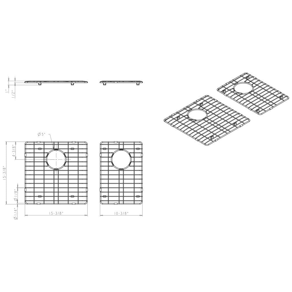 Stainless Steel Bottom Grids for Handmade 60/40 Double Bowl Sink (HMS260)
