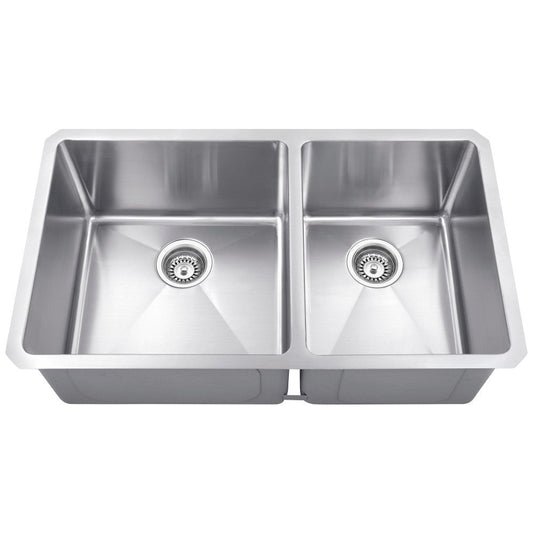 32" L x 19" W x 10" D Undermount 16 Gauge Handmade Stainless Steel 60/40 Double Bowl Sink