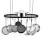 Black Carbon Steel Ceiling Mount Oval Hanging Kitchen Pot Rack with 12