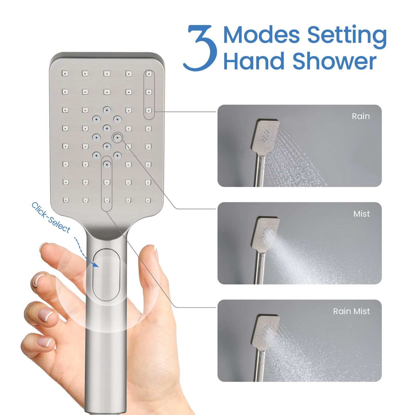 Quadro Premium ABS 3 Mode Handheld Shower Head