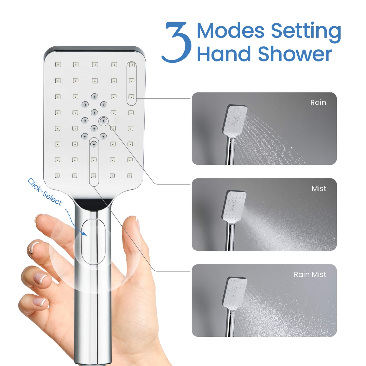 Quadro Premium ABS 3 Mode Handheld Shower Head