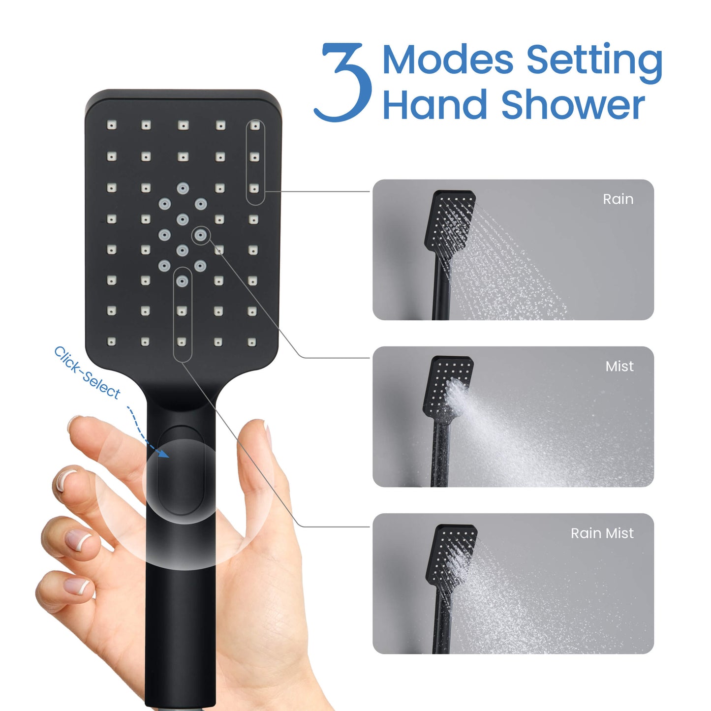 Quadro Premium ABS 3 Mode Handheld Shower Head