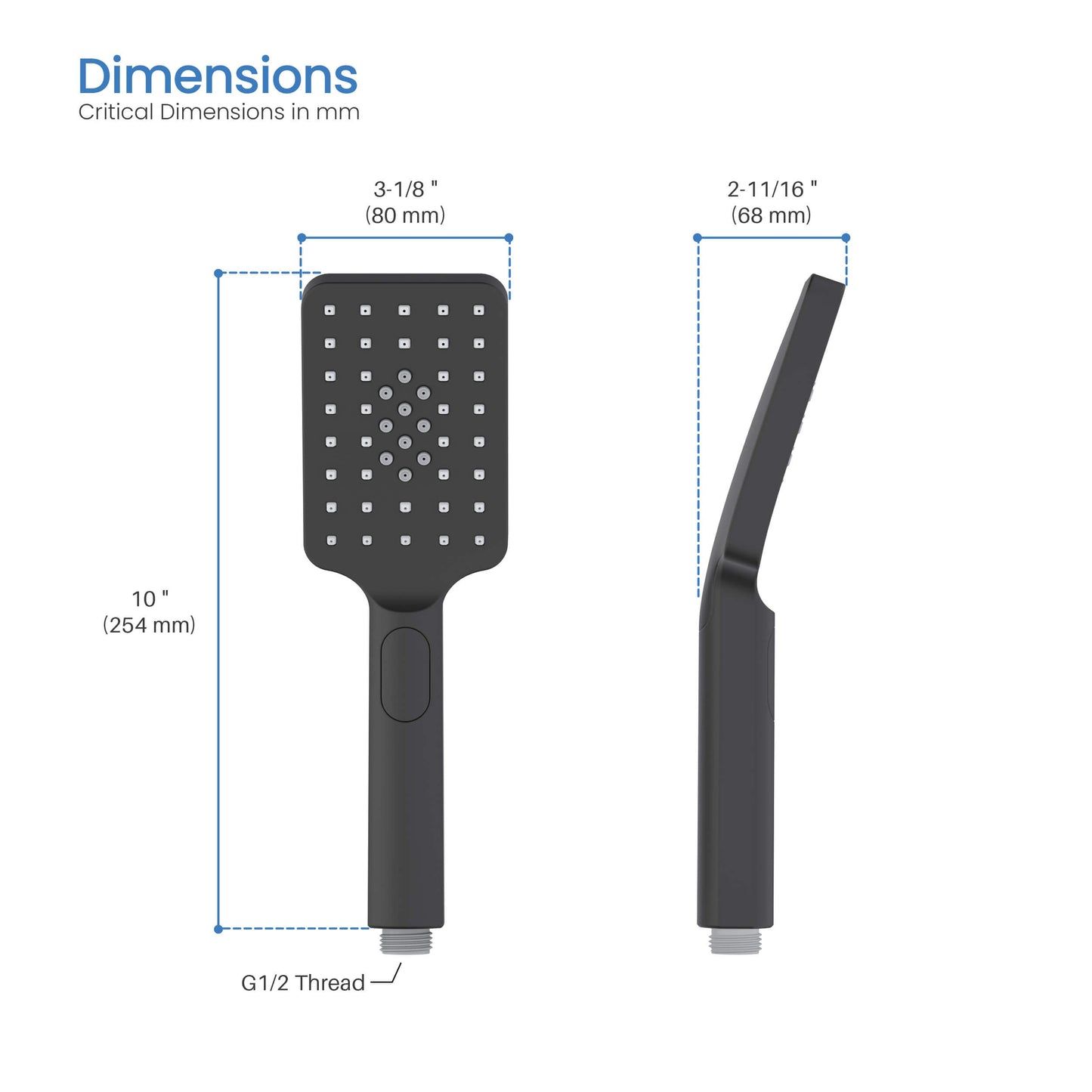 Quadro Premium ABS 3 Mode Handheld Shower Head