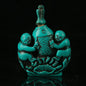 EXQUISITE CHINESE TURQUOISE RESIN HAND CARVED FISH & CHILDREN SNUFF BOTTLE