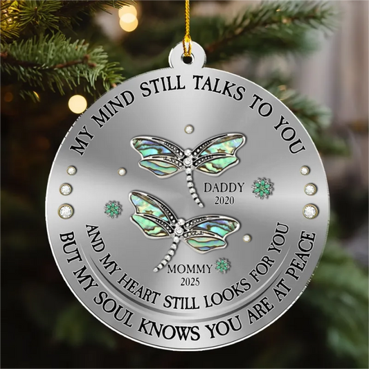 Dragonfly My Mind My Heart My Soul - Personalized Custom Shaped Acrylic Ornament - Memorial Sympathy Gifts For Loss Of Mom, Dad