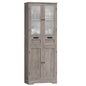 Farmhouse Bathroom Linen Cabinet with Storage Drawers in Grey Taupe Wood Finish