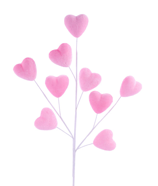 20.5"L VELVET HEART SPRAY LIGHT PINK