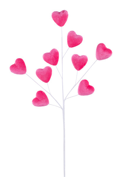 20.5"L VELVET HEART SPRAY PINK