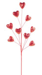29.75"L IRIDESCENT SEQUIN HEART SPRAY RED