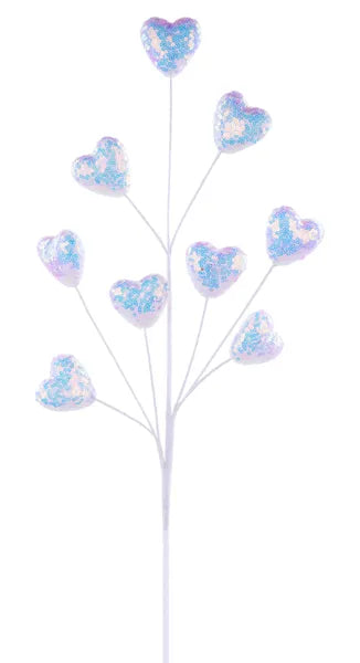 29.75"L IRIDESCENT SEQUIN HEART SPRAY WHITE