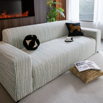 High Stretch Couch Slipcover with Abstract Stripe, Washable Non-Slip Cover for Dogs