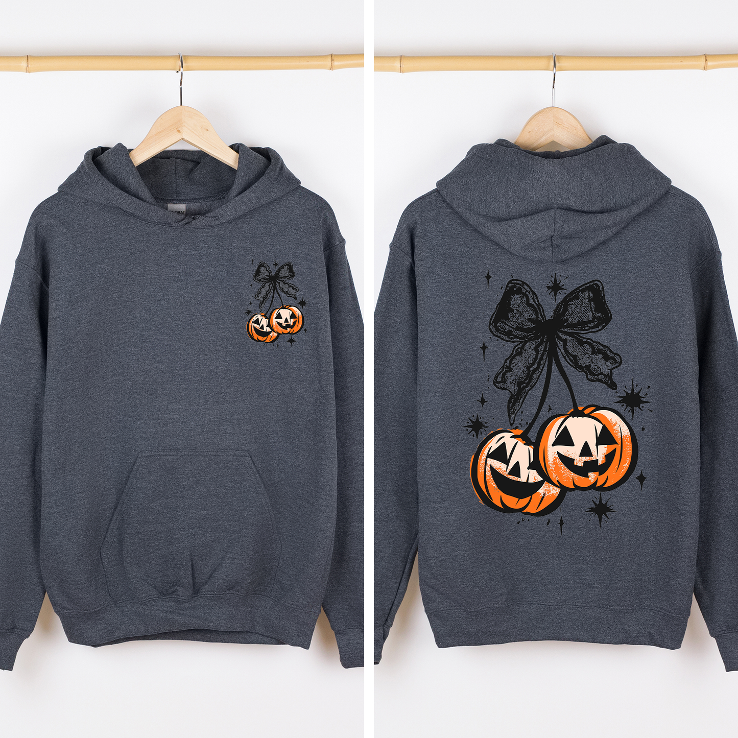 Halloween Cherry Pumpkins, Cute, Front and Back, Graphic Hoodie, Hooded Sweatshirt