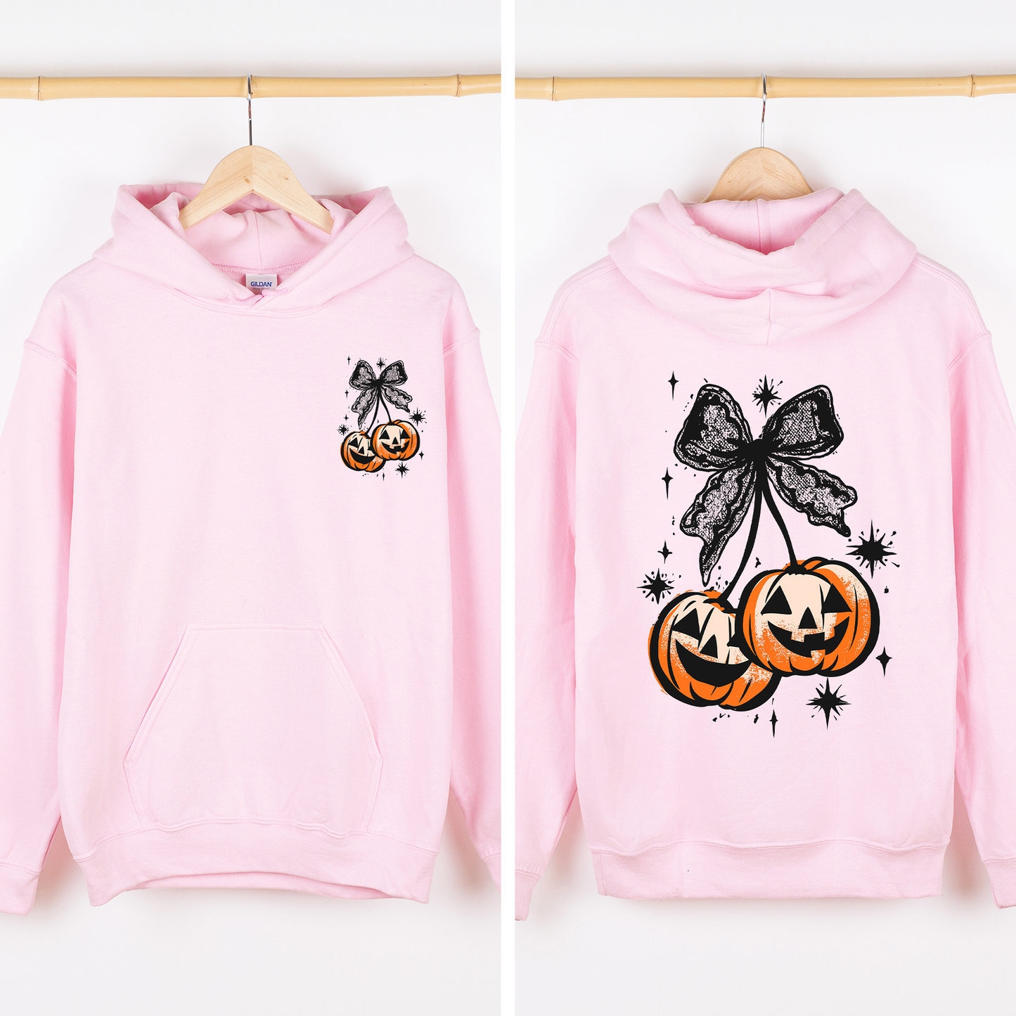 Halloween Cherry Pumpkins, Cute, Front and Back, Graphic Hoodie, Hooded Sweatshirt