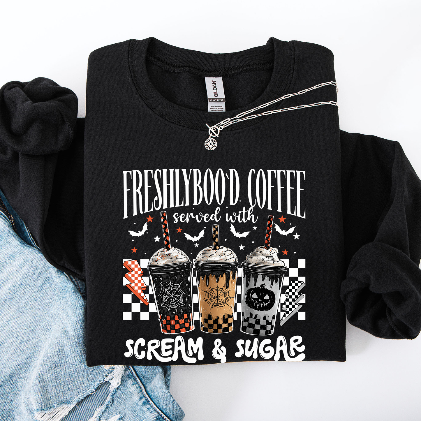 Halloween Coffee, Freshly Boo'd, Cute, Witch, Spooky Sweatshirt