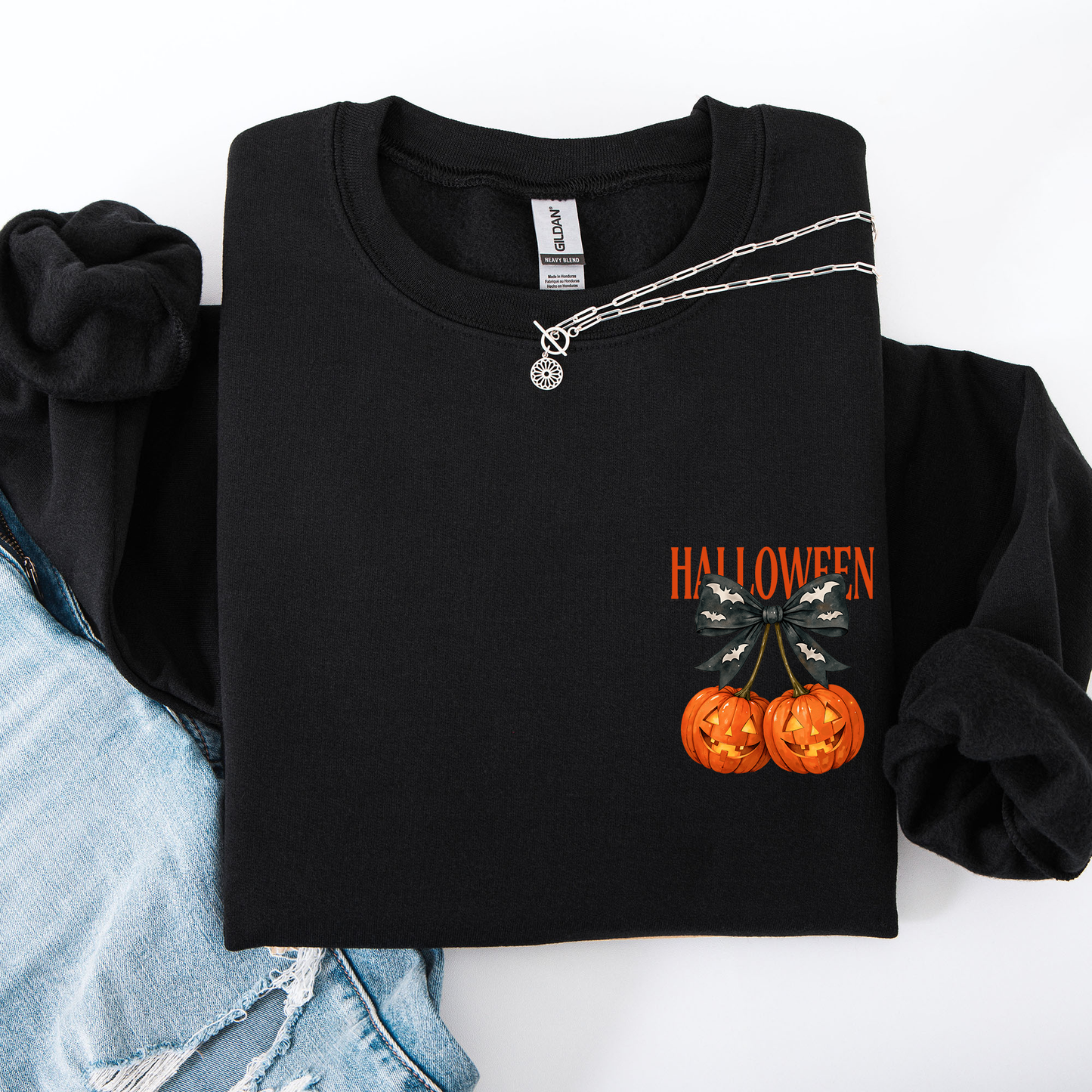 Halloween Jack o Lanterns, Cherry, Coquette, Cute, Adorable, Pocket Sweatshirt