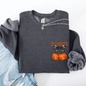 Halloween Jack o Lanterns, Cherry, Coquette, Cute, Adorable, Pocket Sweatshirt