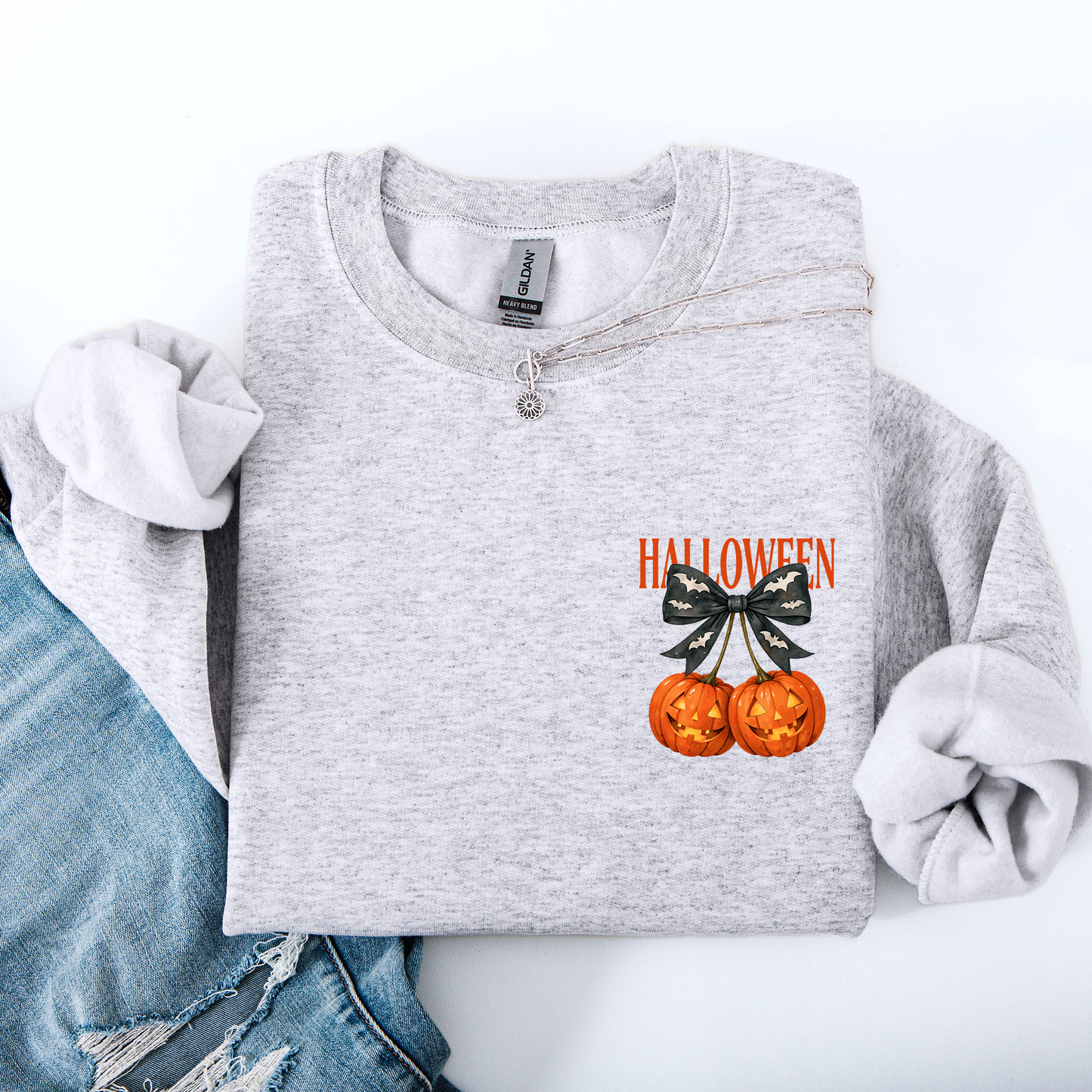 Halloween Jack o Lanterns, Cherry, Coquette, Cute, Adorable, Pocket Sweatshirt