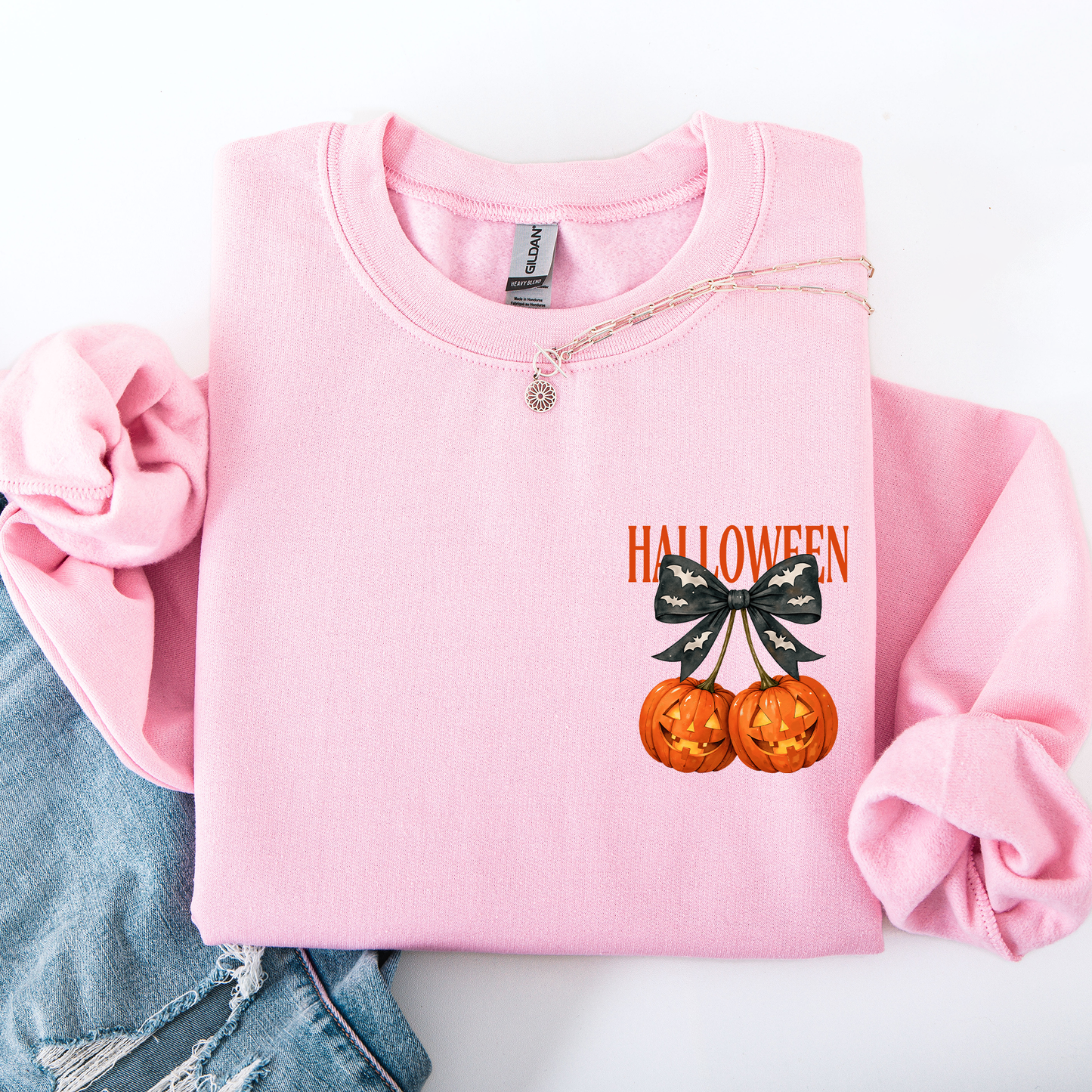 Halloween Jack o Lanterns, Cherry, Coquette, Cute, Adorable, Pocket Sweatshirt