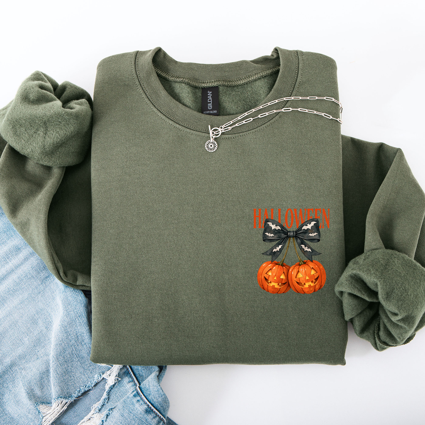 Halloween Jack o Lanterns, Cherry, Coquette, Cute, Adorable, Pocket Sweatshirt