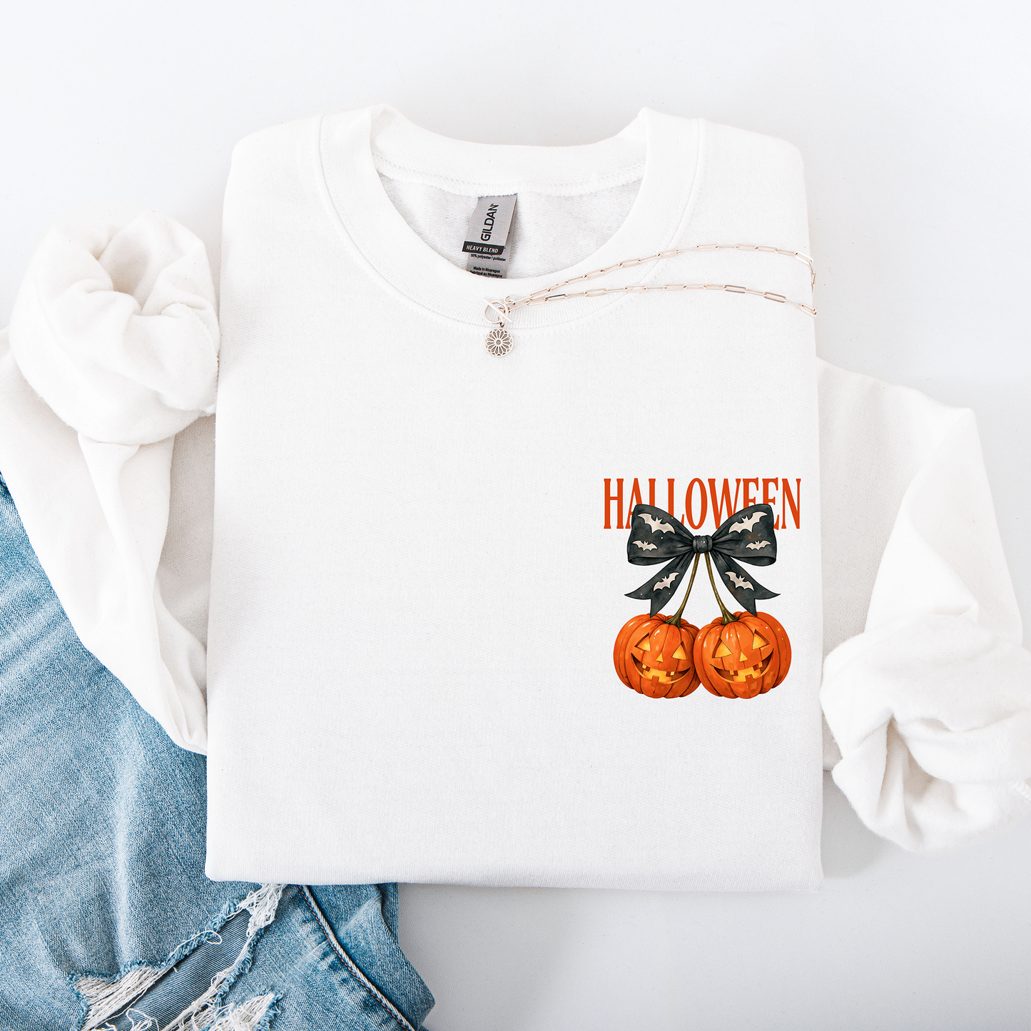 Halloween Jack o Lanterns, Cherry, Coquette, Cute, Adorable, Pocket Sweatshirt